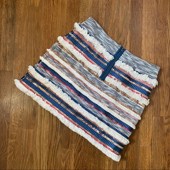 Anthropologie Moulinette Soeurs Erine Beaded Fringe Sequin Stripe A-Line Skirt - Picture 8 of 8